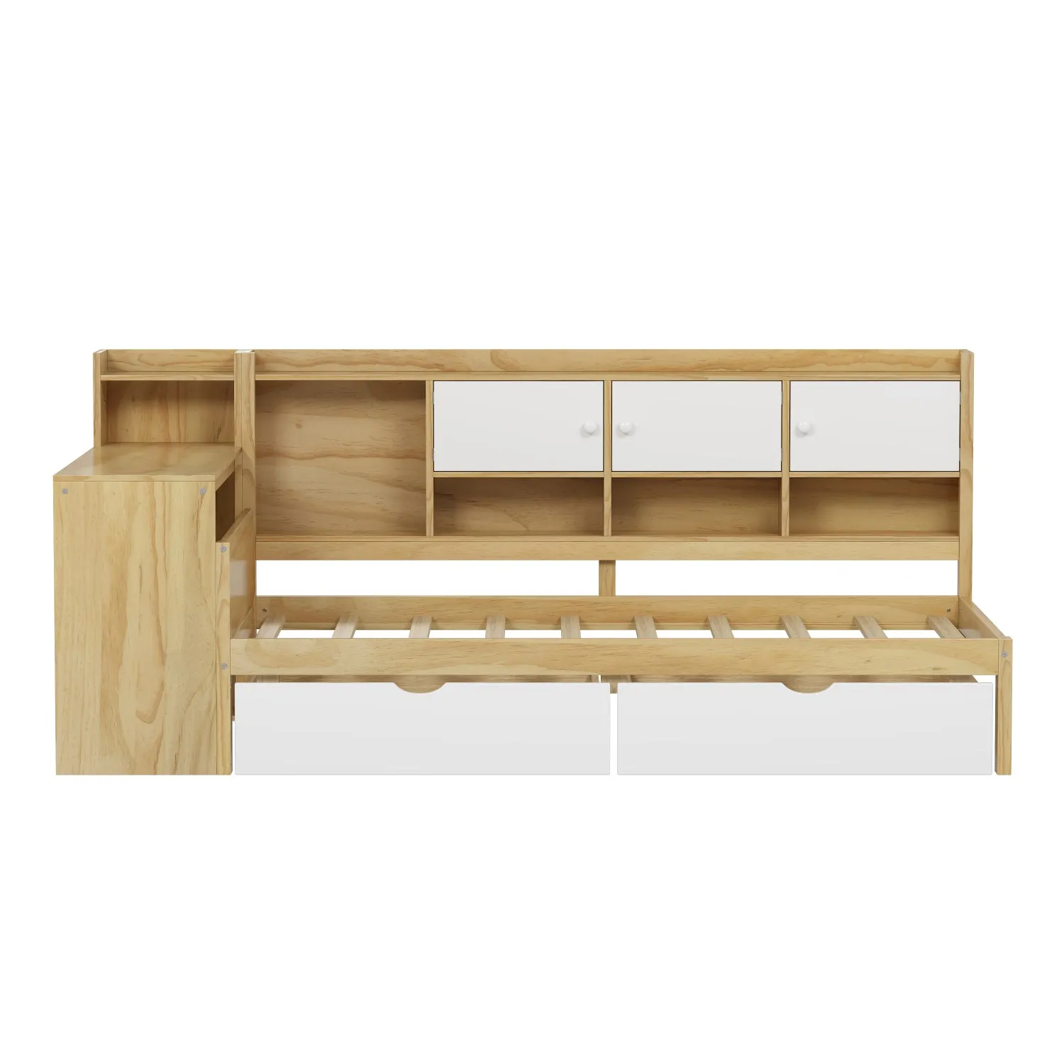 Streamdale L-Shape Daybed with Storage, Desk & Bookshelf