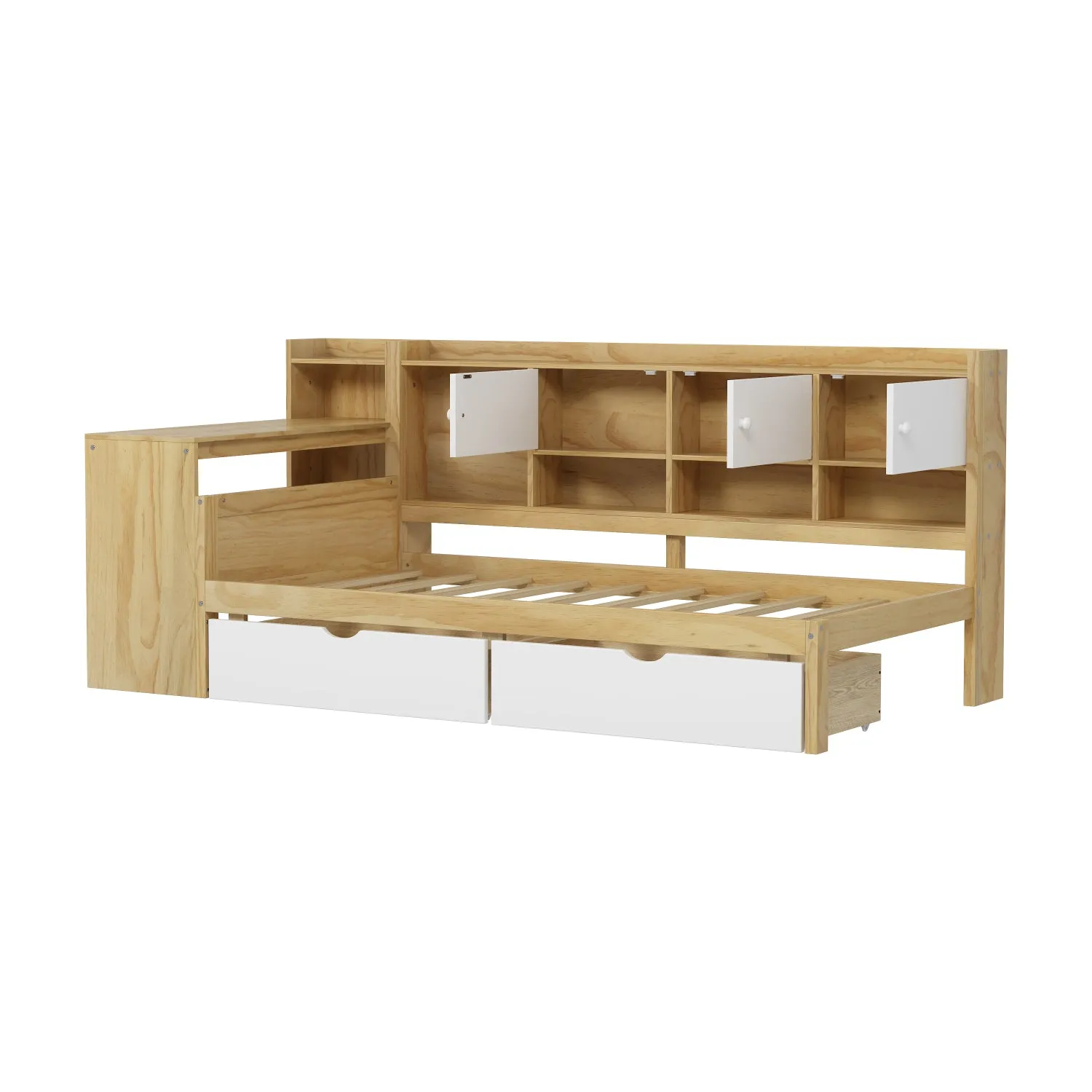 Streamdale L-Shape Daybed with Storage, Desk & Bookshelf