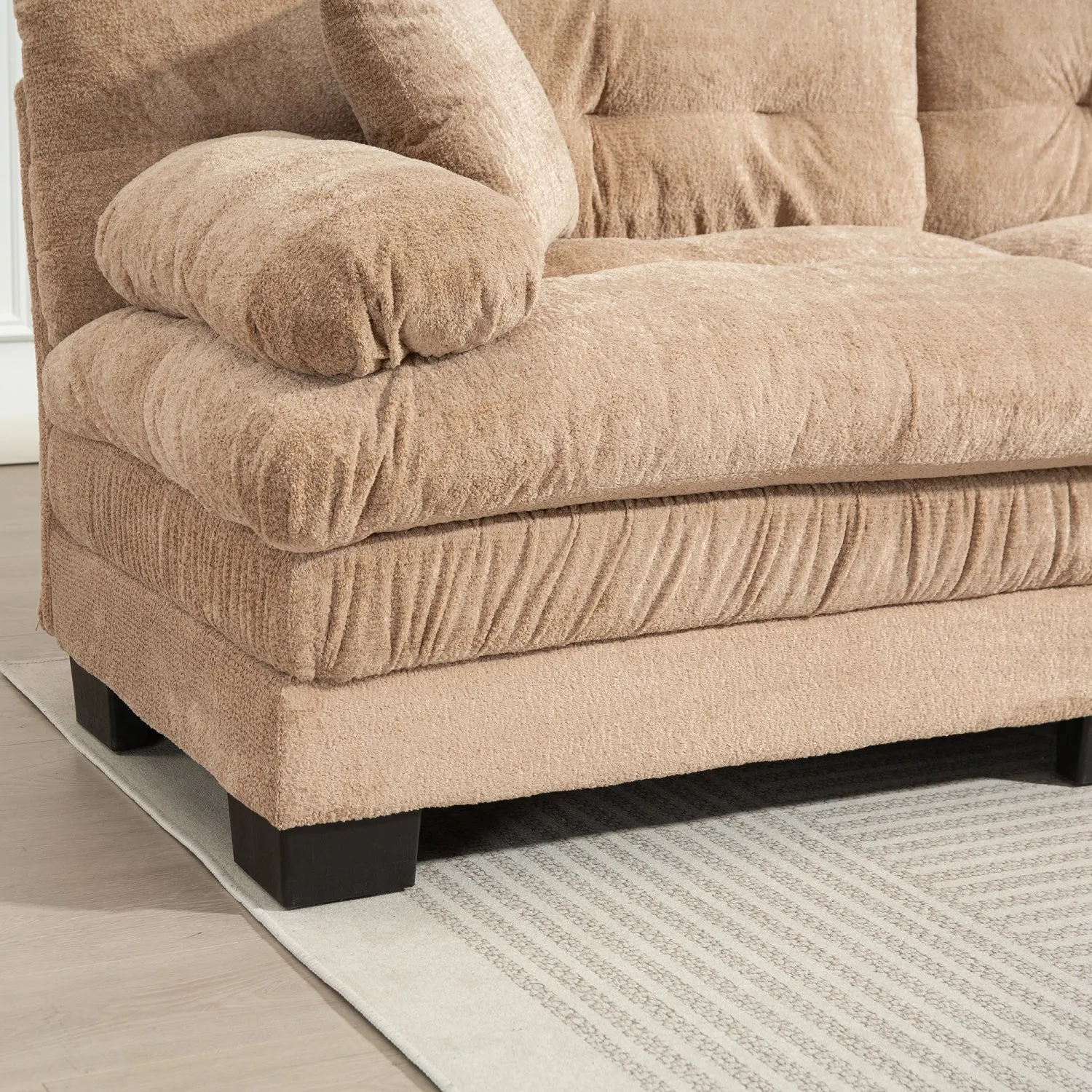 Streamdale L-Shaped Sectional Sofa Sleeper Couch - Khaki