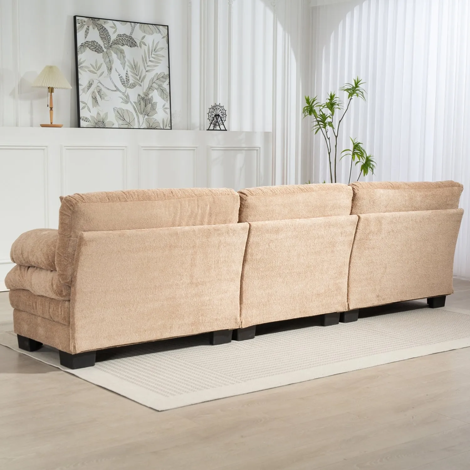 Streamdale L-Shaped Sectional Sofa Sleeper Couch - Khaki