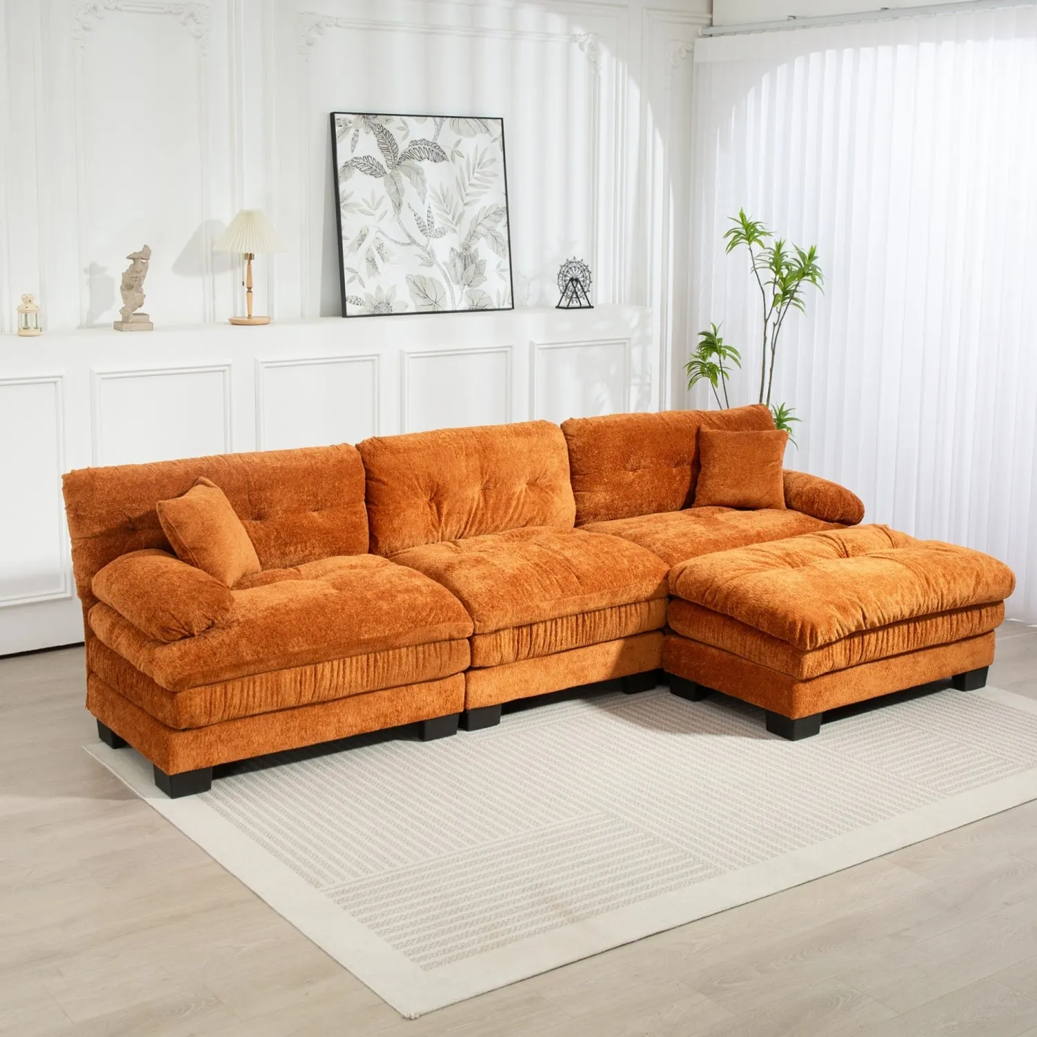 Streamdale L-Shaped Sectional Sofa Sleeper Couch - Orange