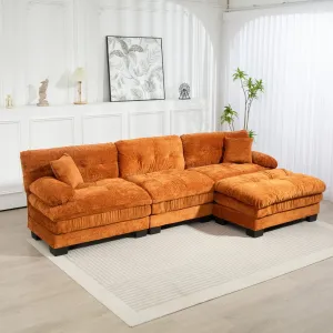 Streamdale L-Shaped Sectional Sofa Sleeper Couch - Orange
