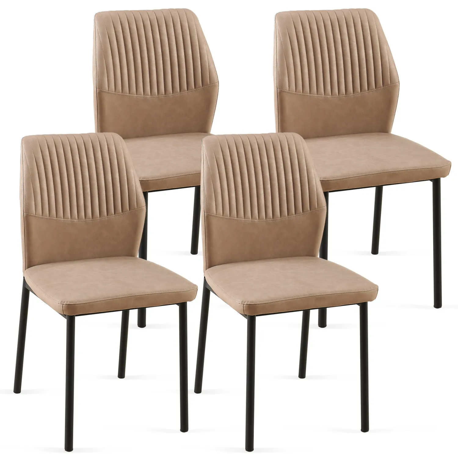 Streamdale Modern PU Leather Dining Chairs with Metal Legs (4-Pack)