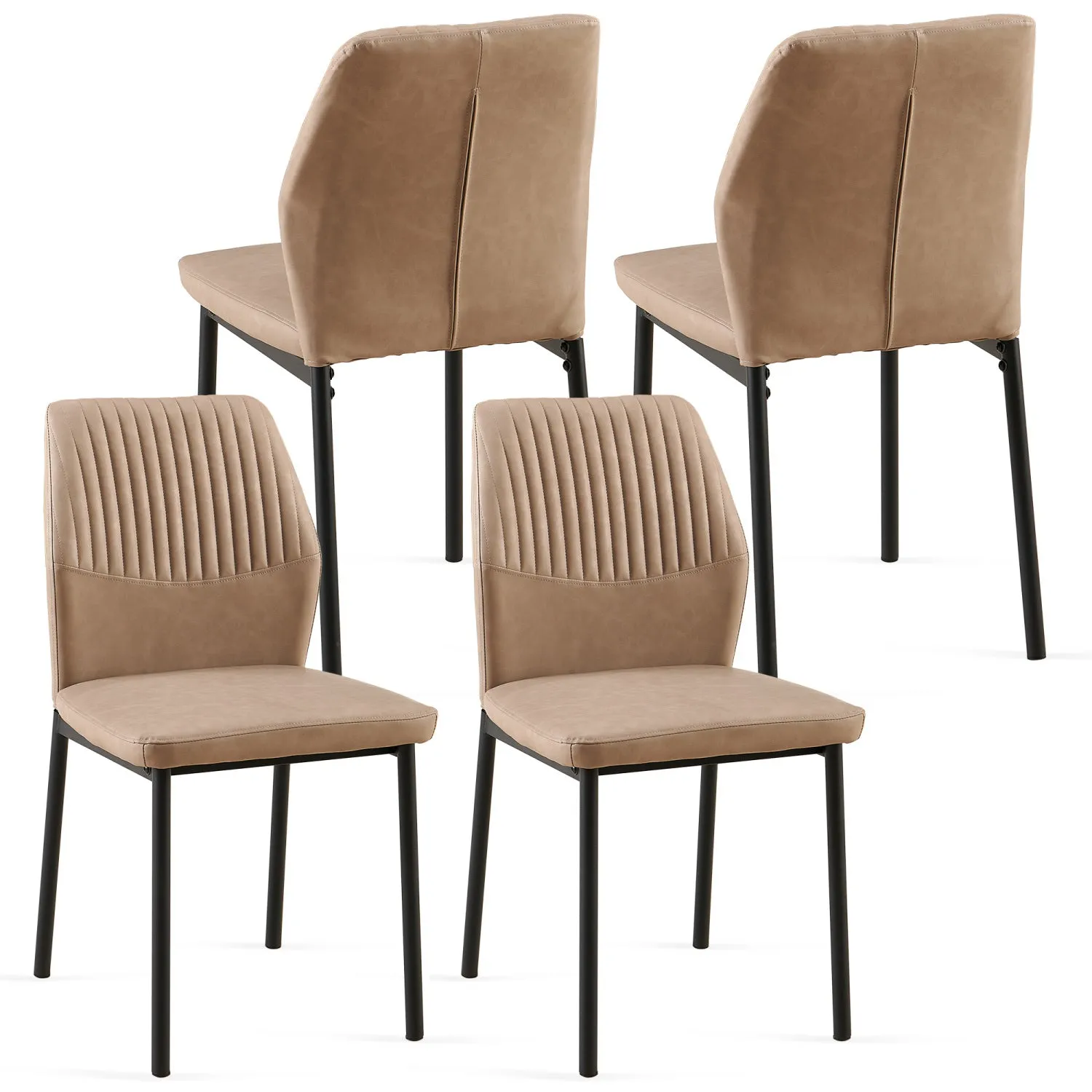 Streamdale Modern PU Leather Dining Chairs with Metal Legs (4-Pack)