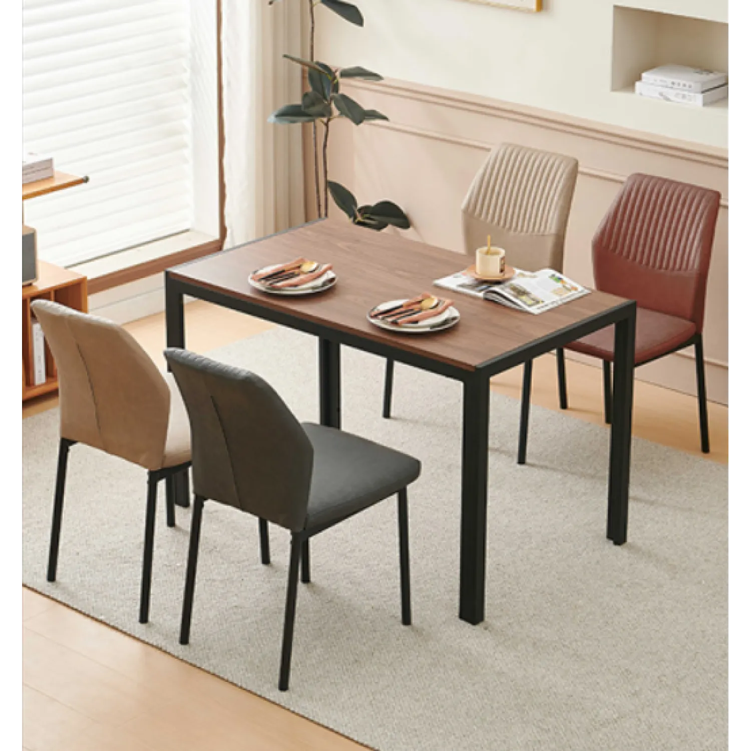 Streamdale Modern PU Leather Dining Chairs with Metal Legs (4-Pack)