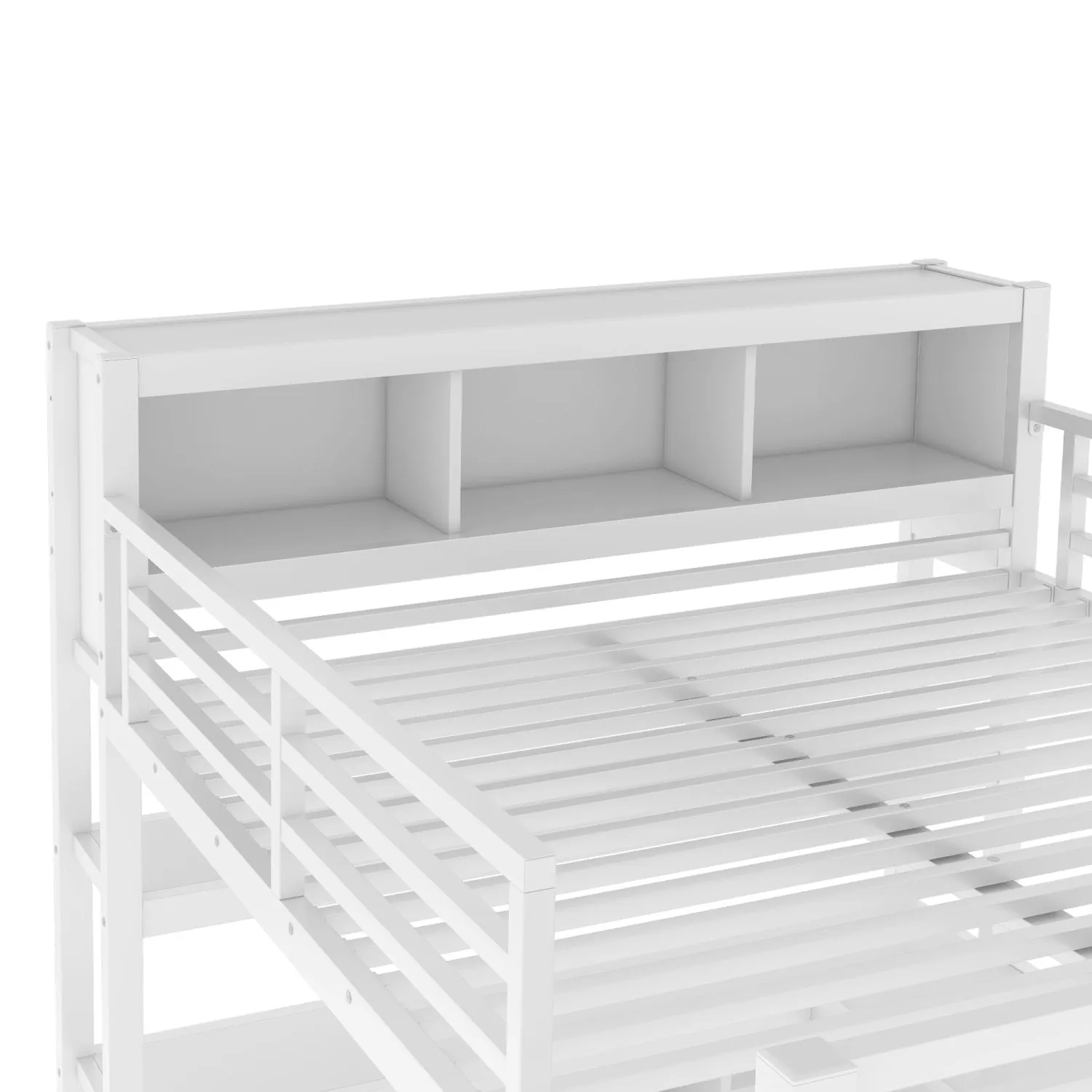 Streamdale Queen Loft Bed with Desk & Wardrobe - White