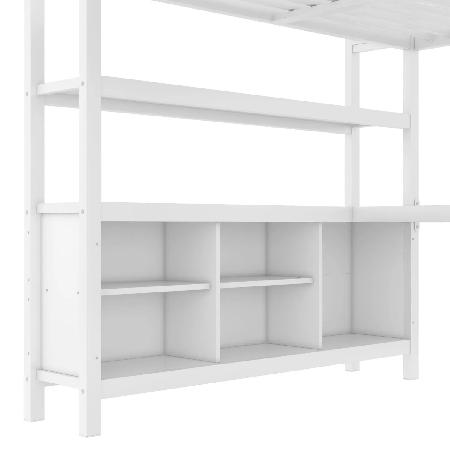 Streamdale Queen Loft Bed with Desk & Wardrobe - White