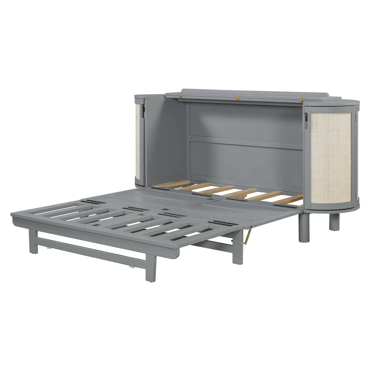 Streamdale Queen Murphy Bed with Hidden Storage & Modern Woven Design