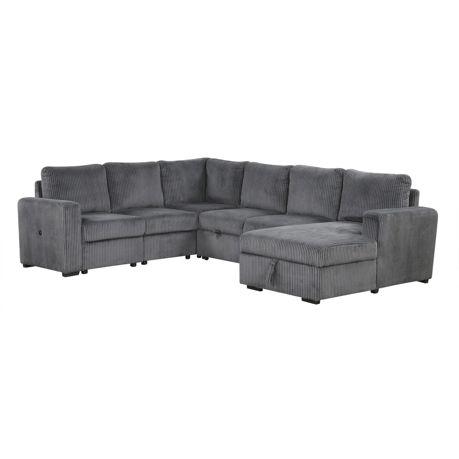 Streamdale U-Shaped Sofa with Storage & USB - 6 Seater