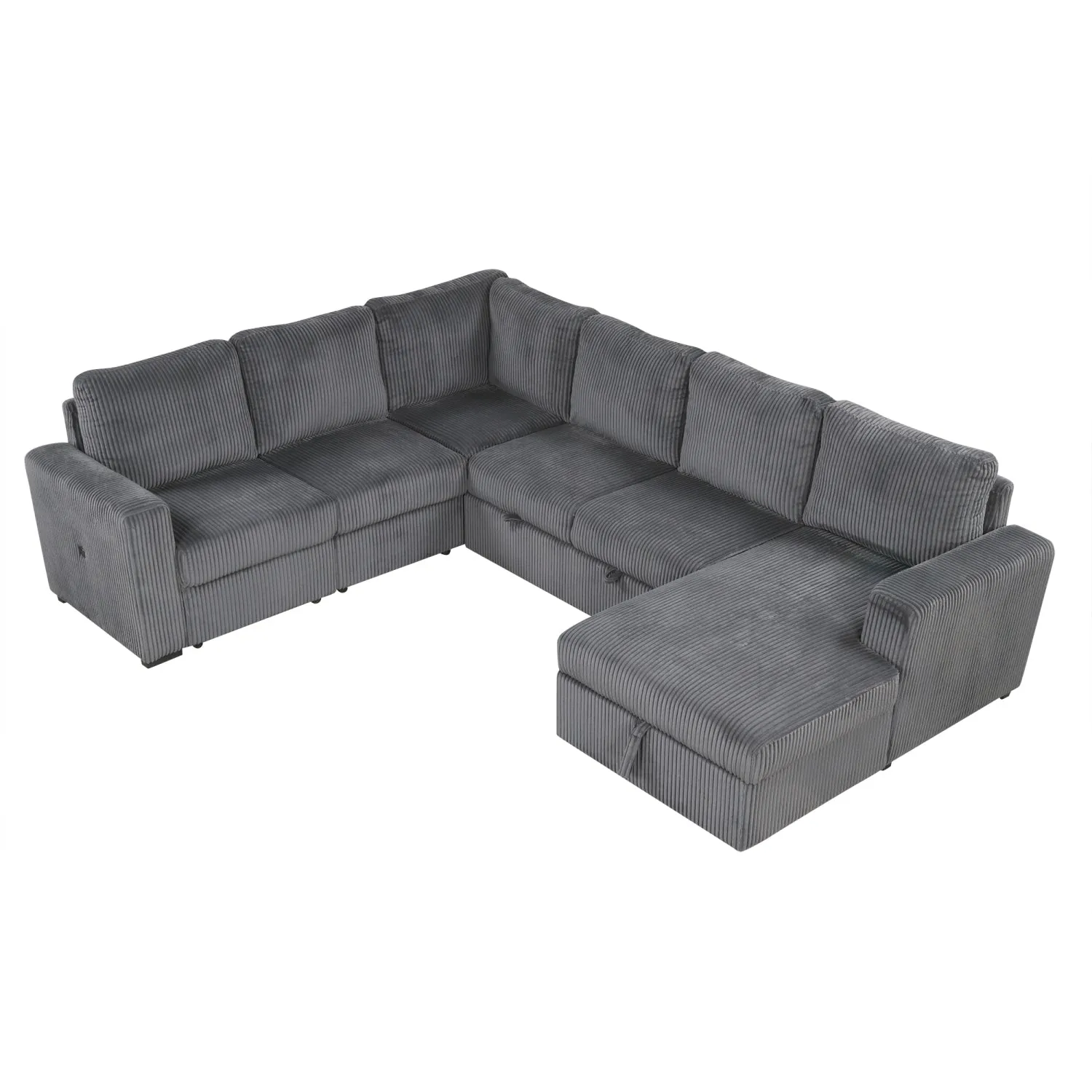 Streamdale U-Shaped Sofa with Storage & USB - 6 Seater