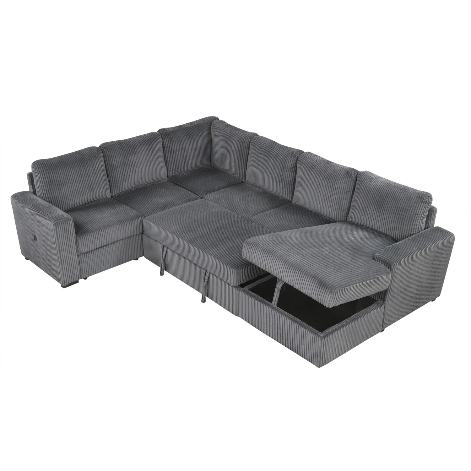 Streamdale U-Shaped Sofa with Storage & USB - 6 Seater