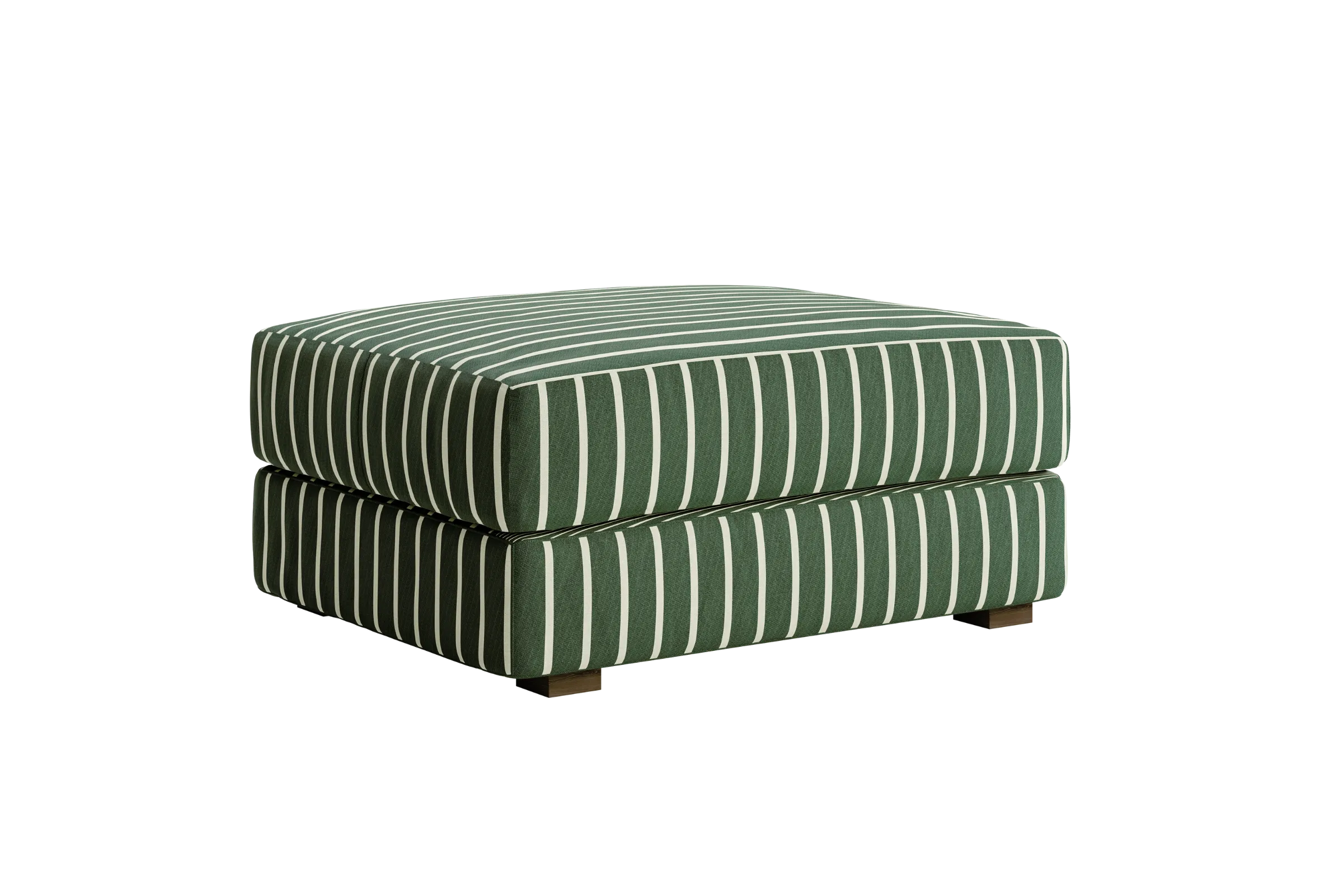 The Elevate Ottoman in a Striped Hemp Blend