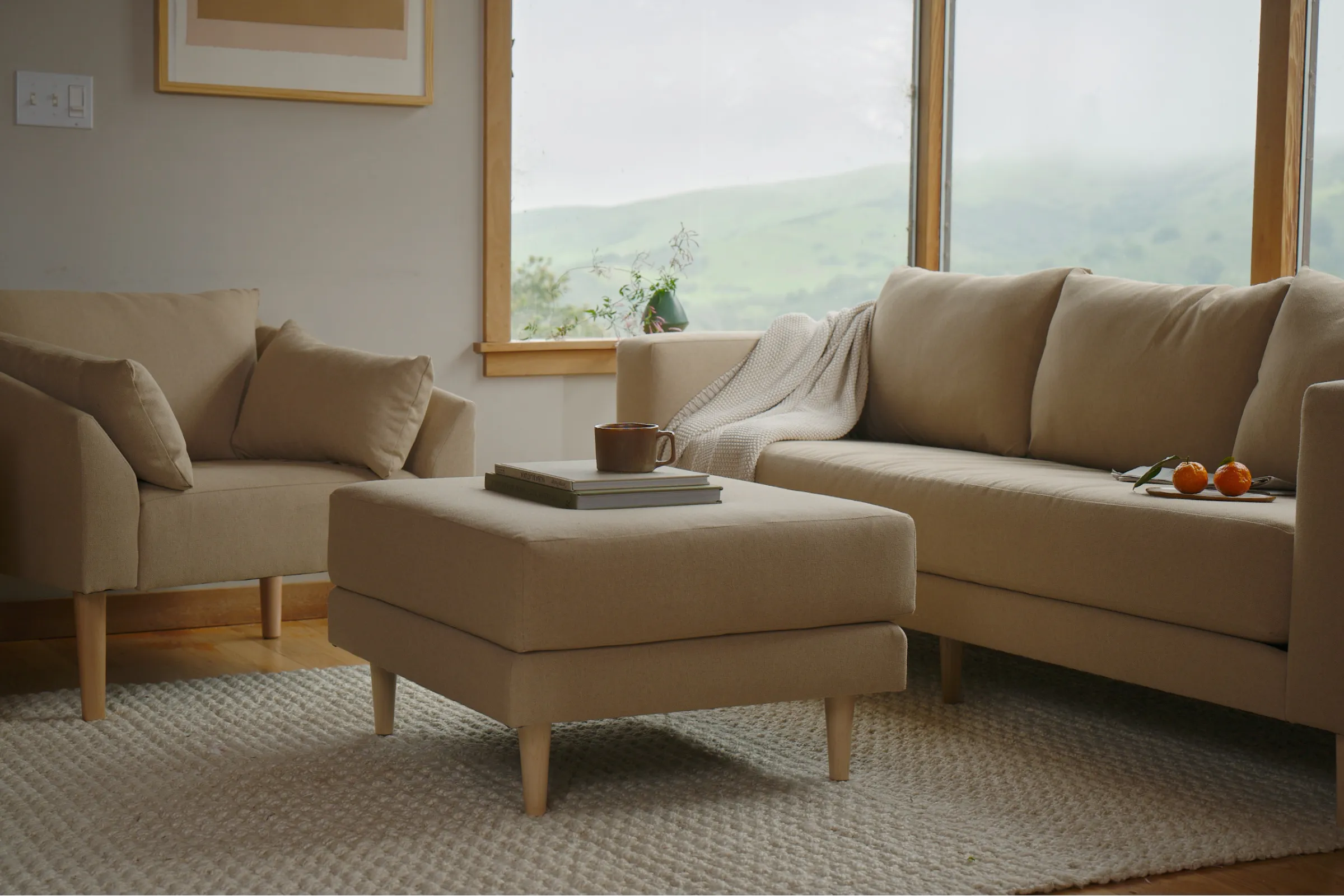 The Essential Ottoman in Cactus Leather