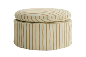 The Evergreen Ottoman in a Striped Hemp Blend