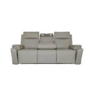 Vernon Dove Grey Fabric Power Reclining Sofa with Power Headrests, Lumbar, Heat & Massage