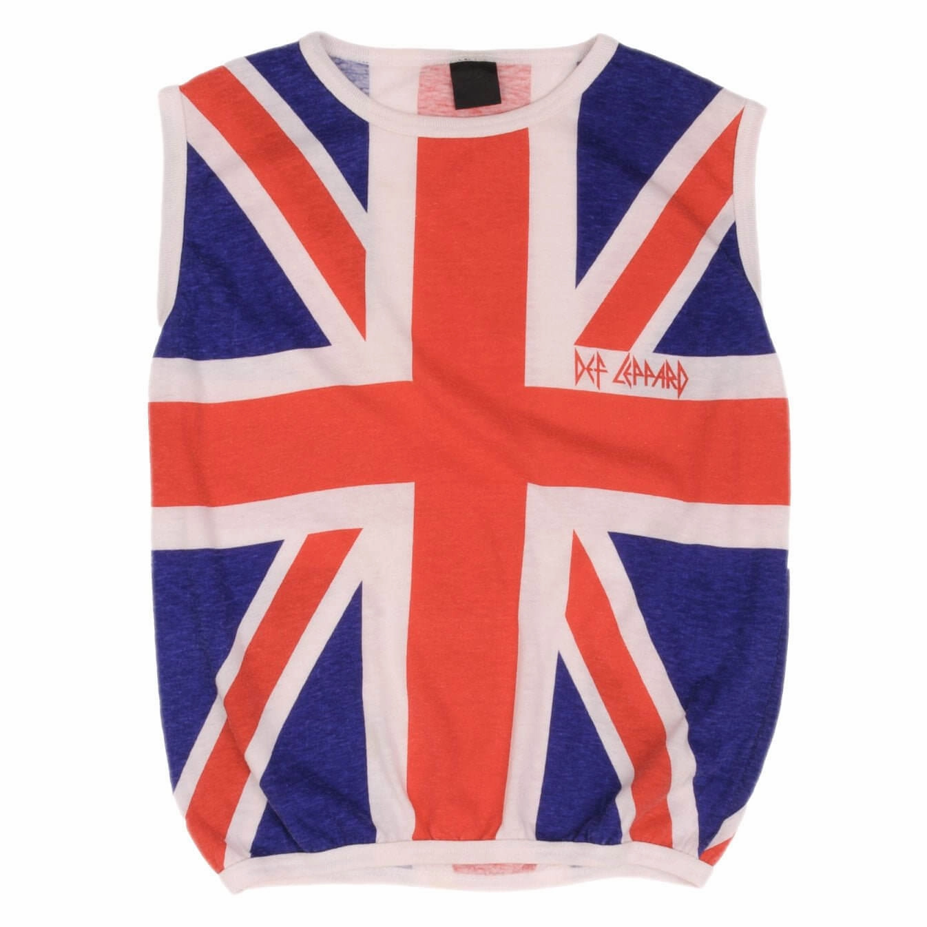 VINTAGE DEF LEPPARD UNION JACK TANK TOP TEE SHIRT 1980S SIZE SMALL MADE IN USA