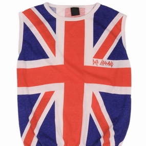 VINTAGE DEF LEPPARD UNION JACK TANK TOP TEE SHIRT 1980S SIZE SMALL MADE IN USA