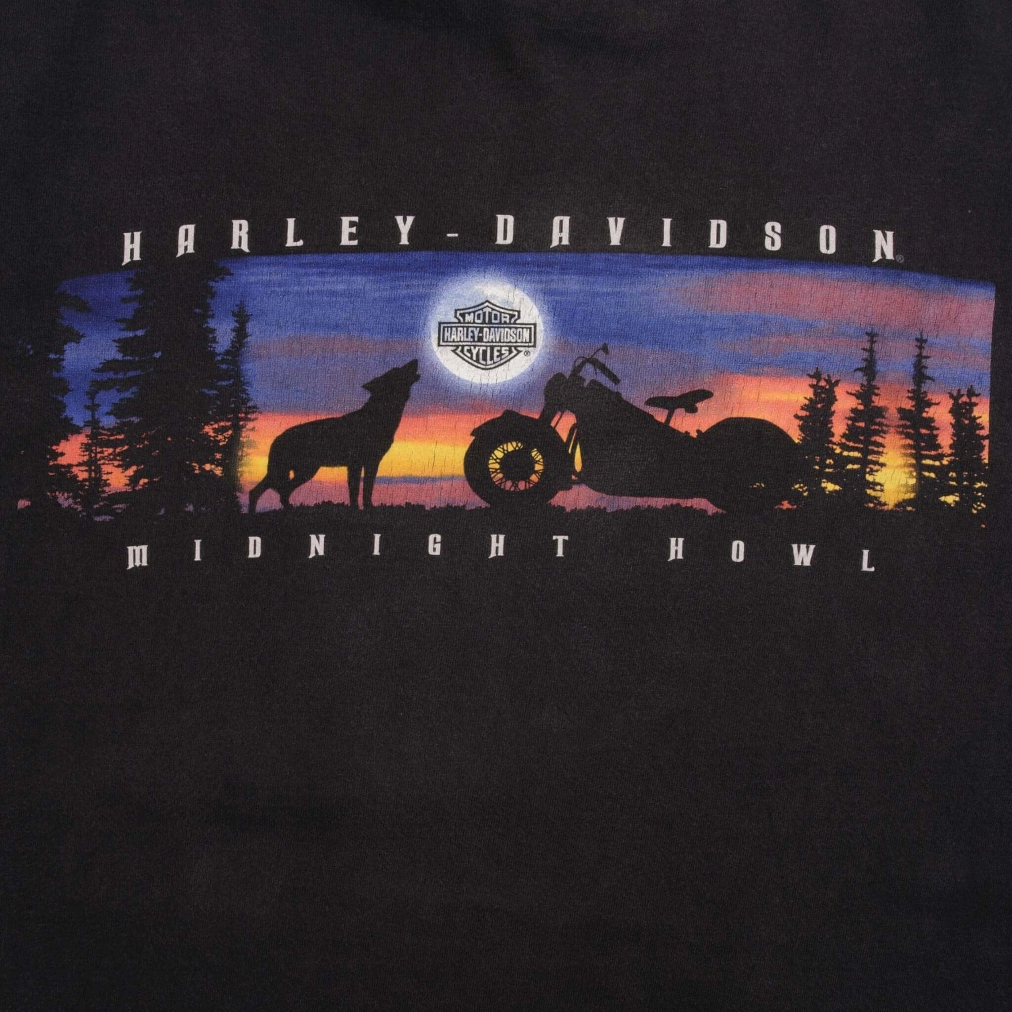 VINTAGE HARLEY DAVIDSON MIDNIGHT HOWL DALLAS TX TEE SHIRT 1999 2XL MADE IN USA