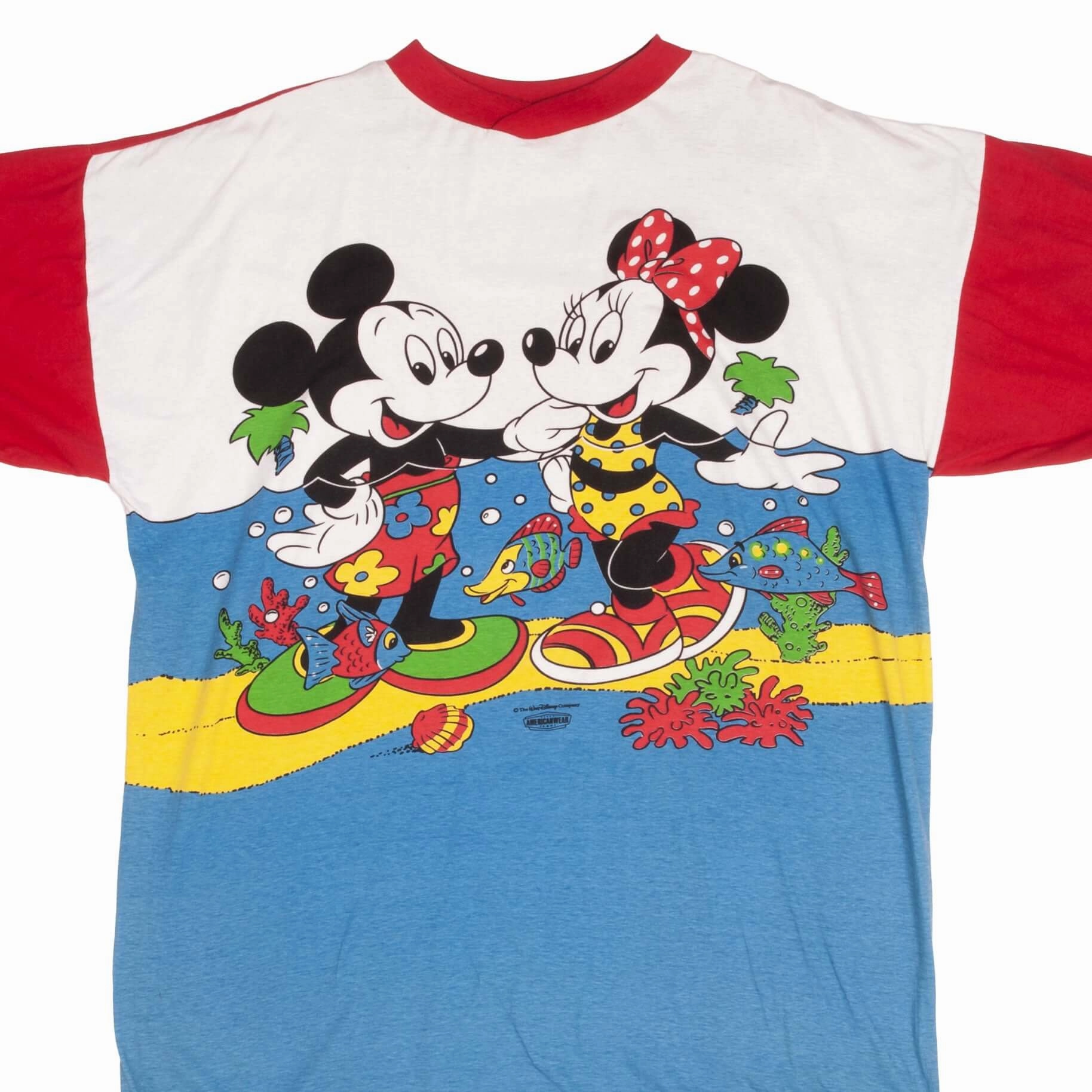 VINTAGE WALT DISNEY MICKEY & MINNIE MOUSE 1990S TEE SHIRT SIZE XL