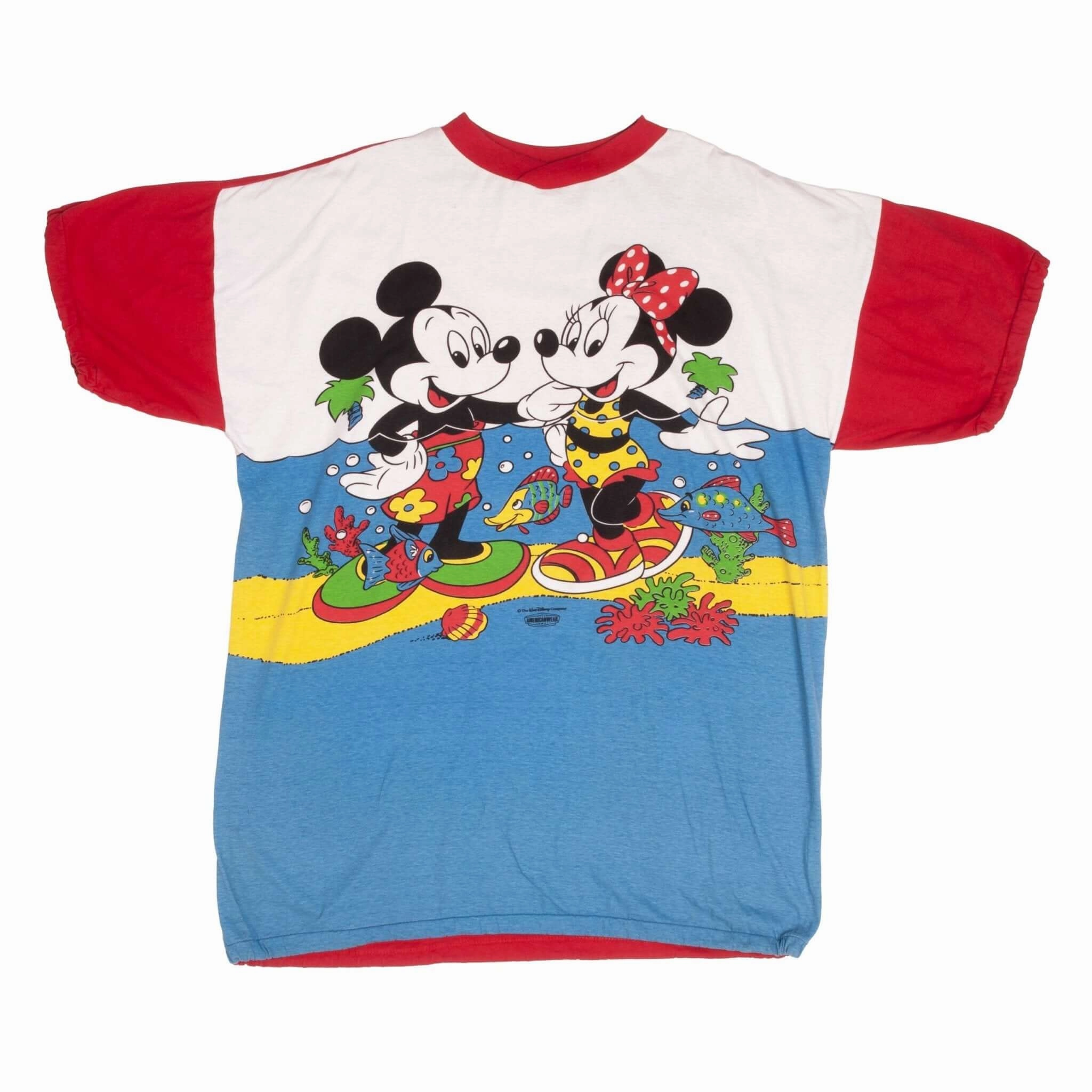 VINTAGE WALT DISNEY MICKEY & MINNIE MOUSE 1990S TEE SHIRT SIZE XL
