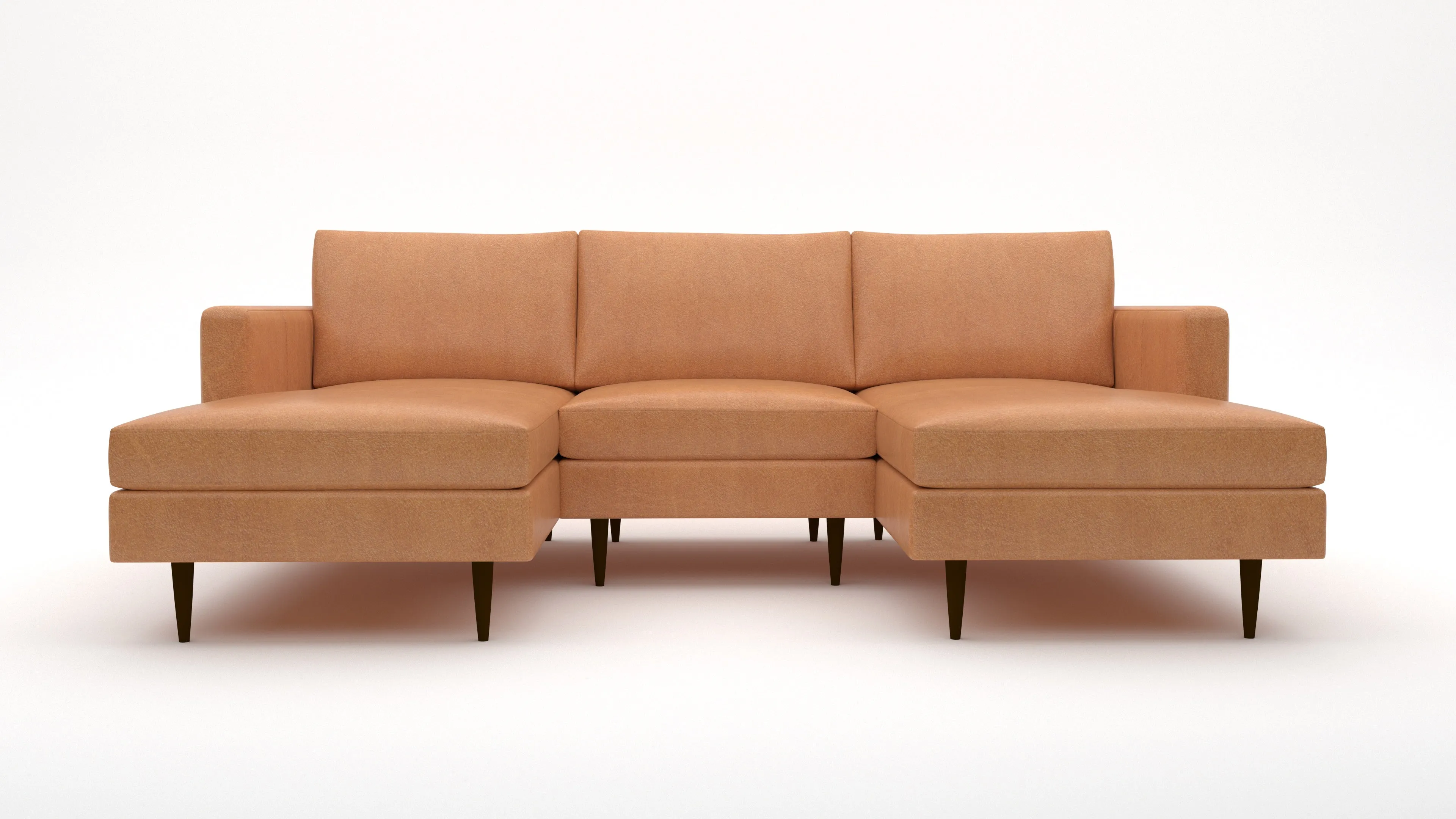 Wallace 96" Leather Untufted Double Chaise With Armless Chair