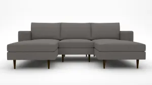 Wallace 96" Untufted Double Chaise With Armless Chair
