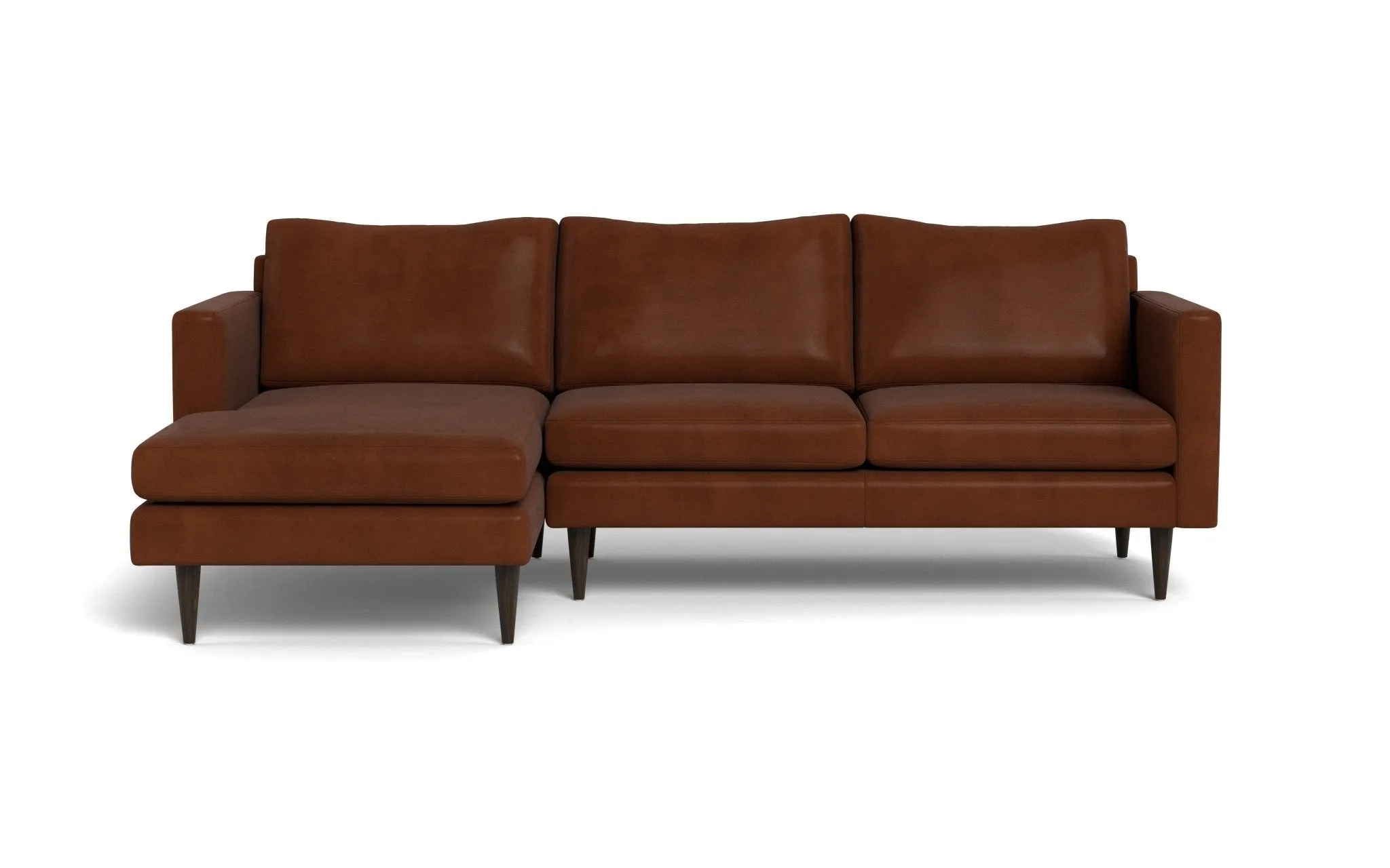 Wallace 98" Leather Untufted Left Chaise Sectional